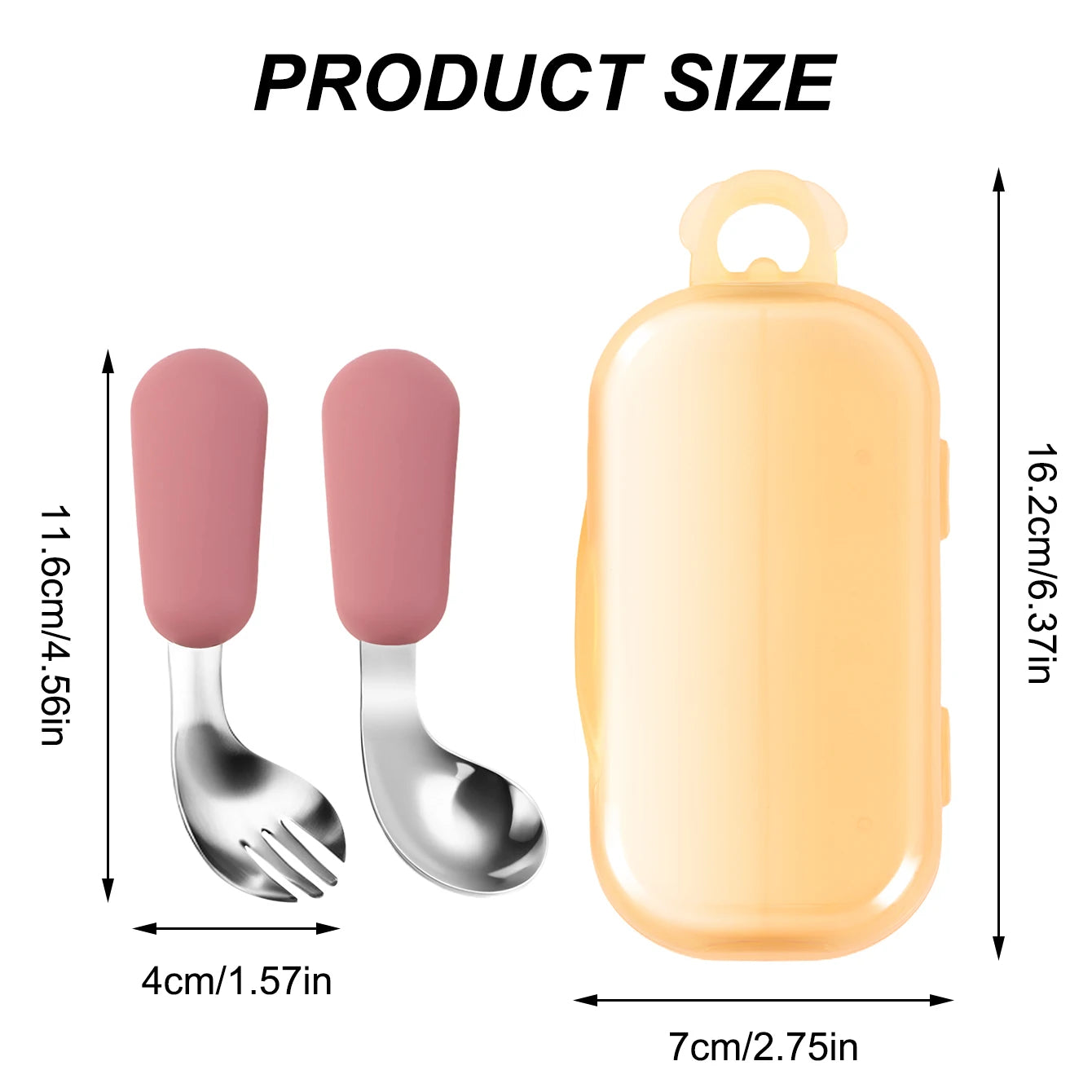 2-Piece Stainless Steel Silicone Fork and Spoon Set with Travel Case | Oliver & Company Montessori Toys