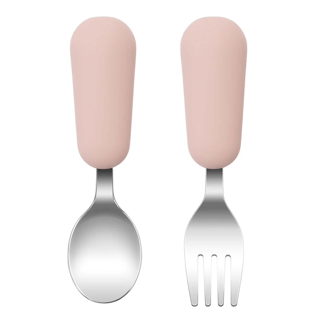 2-Piece Stainless Steel Silicone Fork and Spoon Set | Oliver & Company Montessori Toys