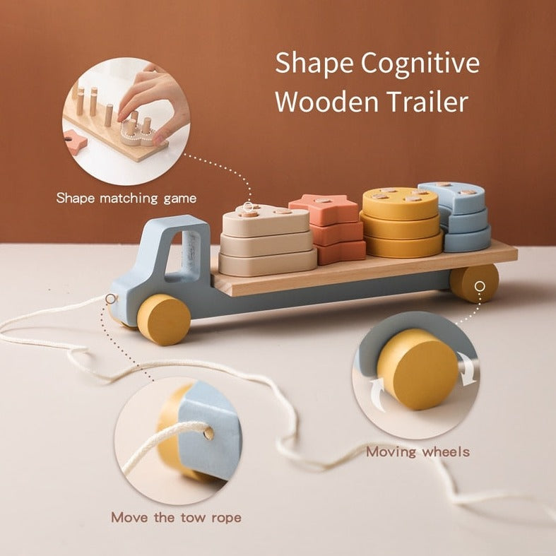 Montessori Wooden Truck and Trailer