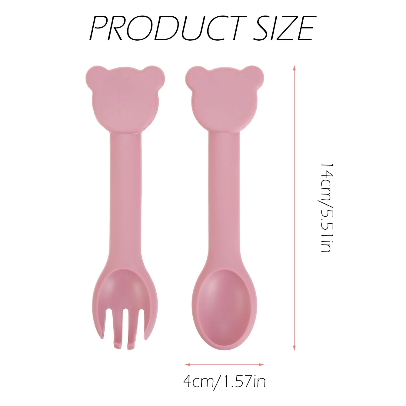 Bear spoon and fork, 14cm long with a 4cm head