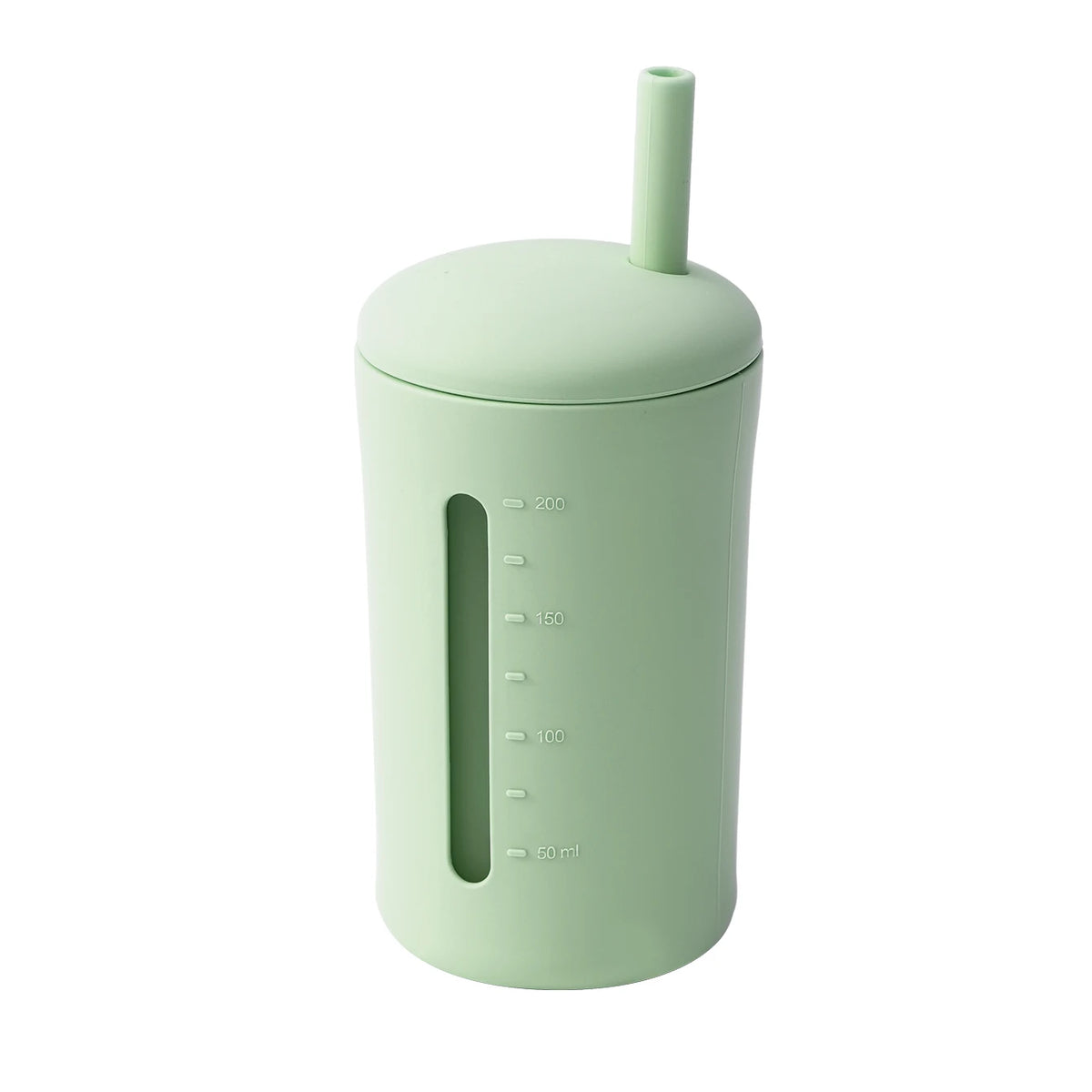 Silicone straw cup with lid in Sage