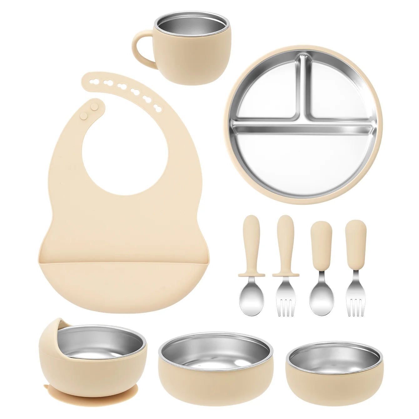 10-Piece Stainless Steel Silicone Baby Feeding Set | Oliver & Company Montessori Toys