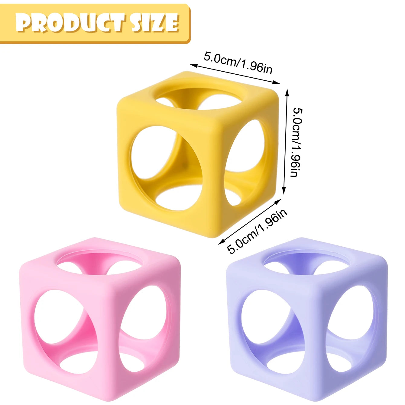 Silicone cube teether, 5 x 5 x 5cm