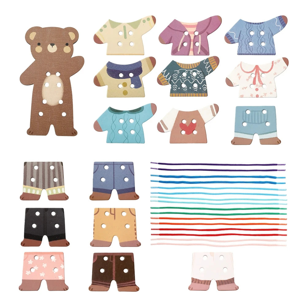 Wooden Bear Dress-Up Threading Toy