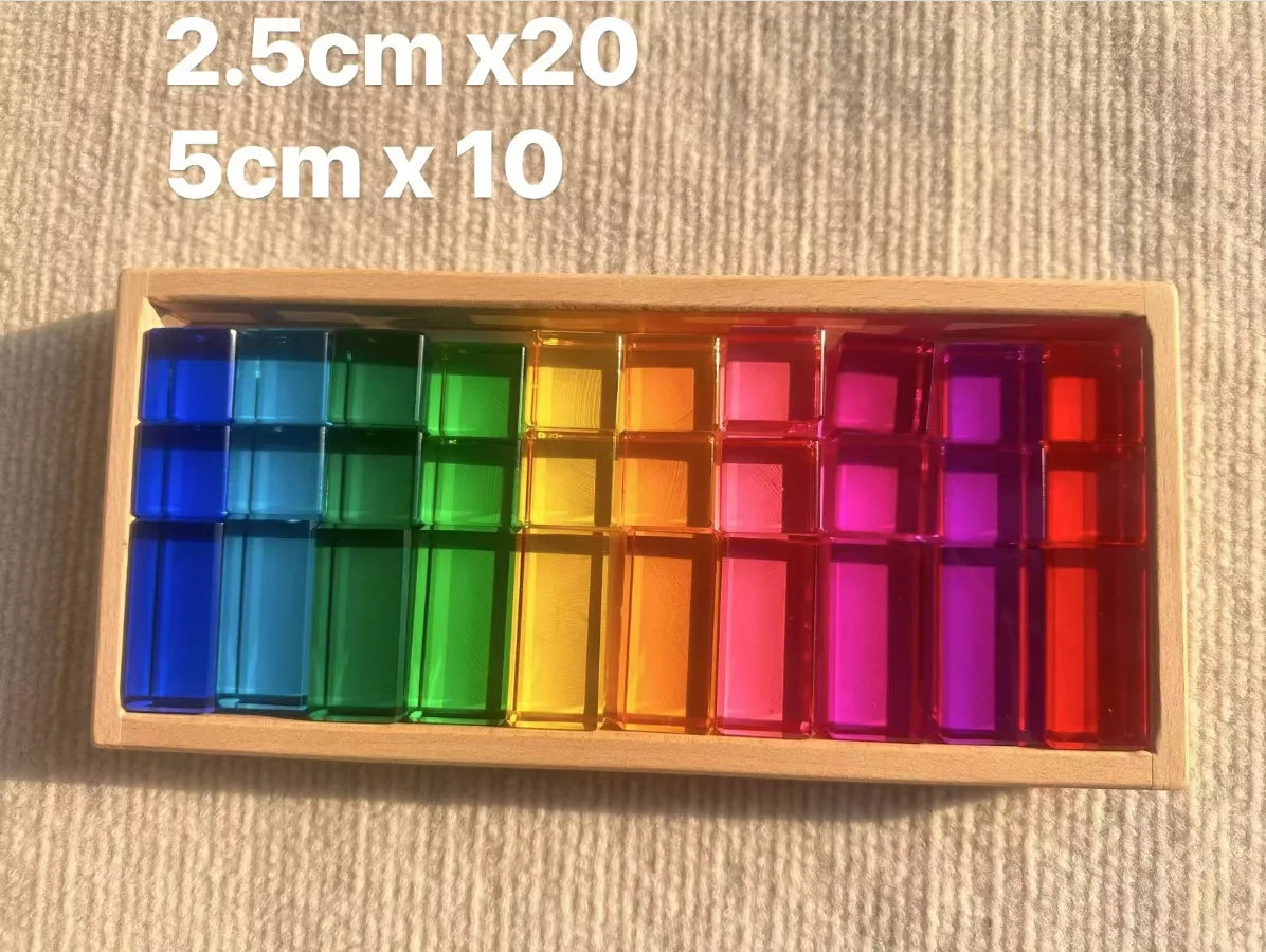 Montessori Wooden Cubes with Acrylic Gems