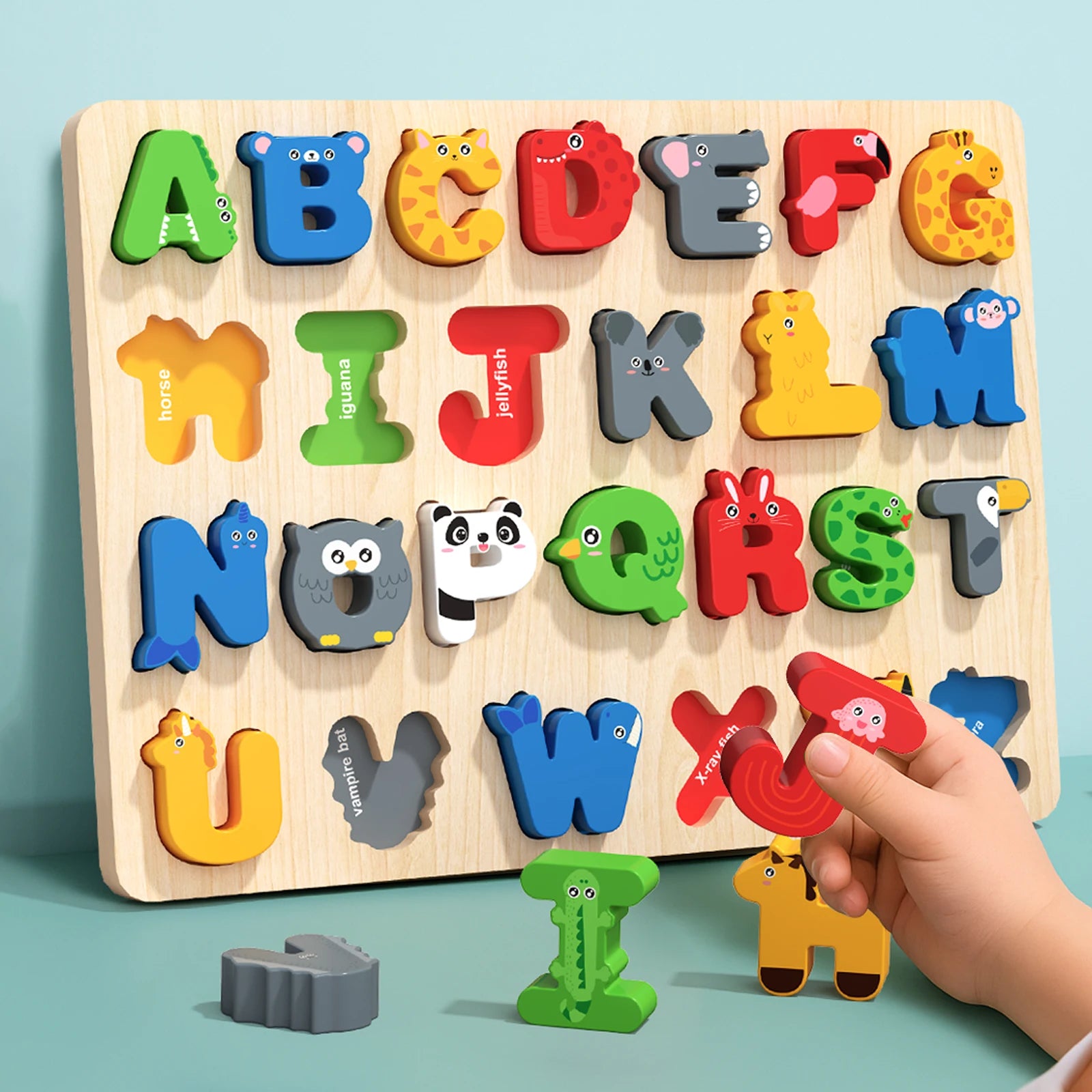 3D Animal Alphabet and Number Puzzle Board for Toddlers