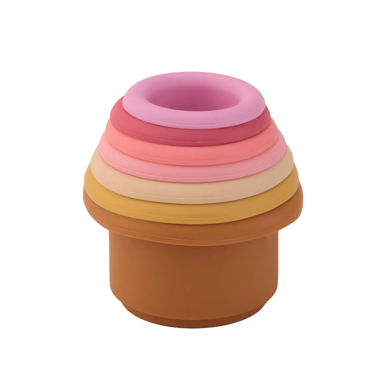 Pink tones silicone hourglass stacking cups