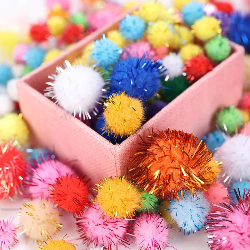 500/2000Pcs Mixed Color Fluffy Soft Colored Pompoms for Crafts