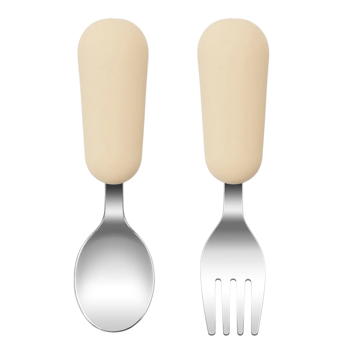 2-Piece Stainless Steel Silicone Fork and Spoon Set | Oliver & Company Montessori Toys