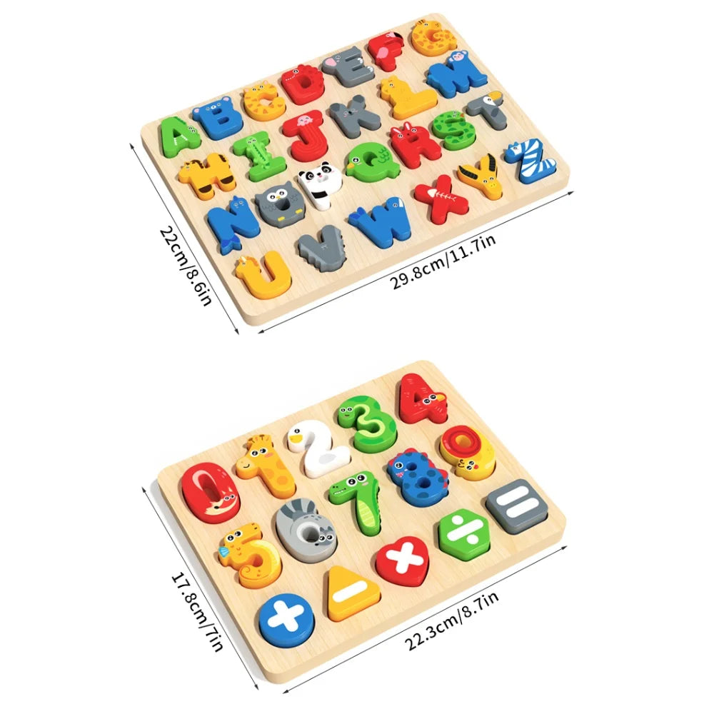 3D Animal Alphabet and Number Puzzle Board for Toddlers