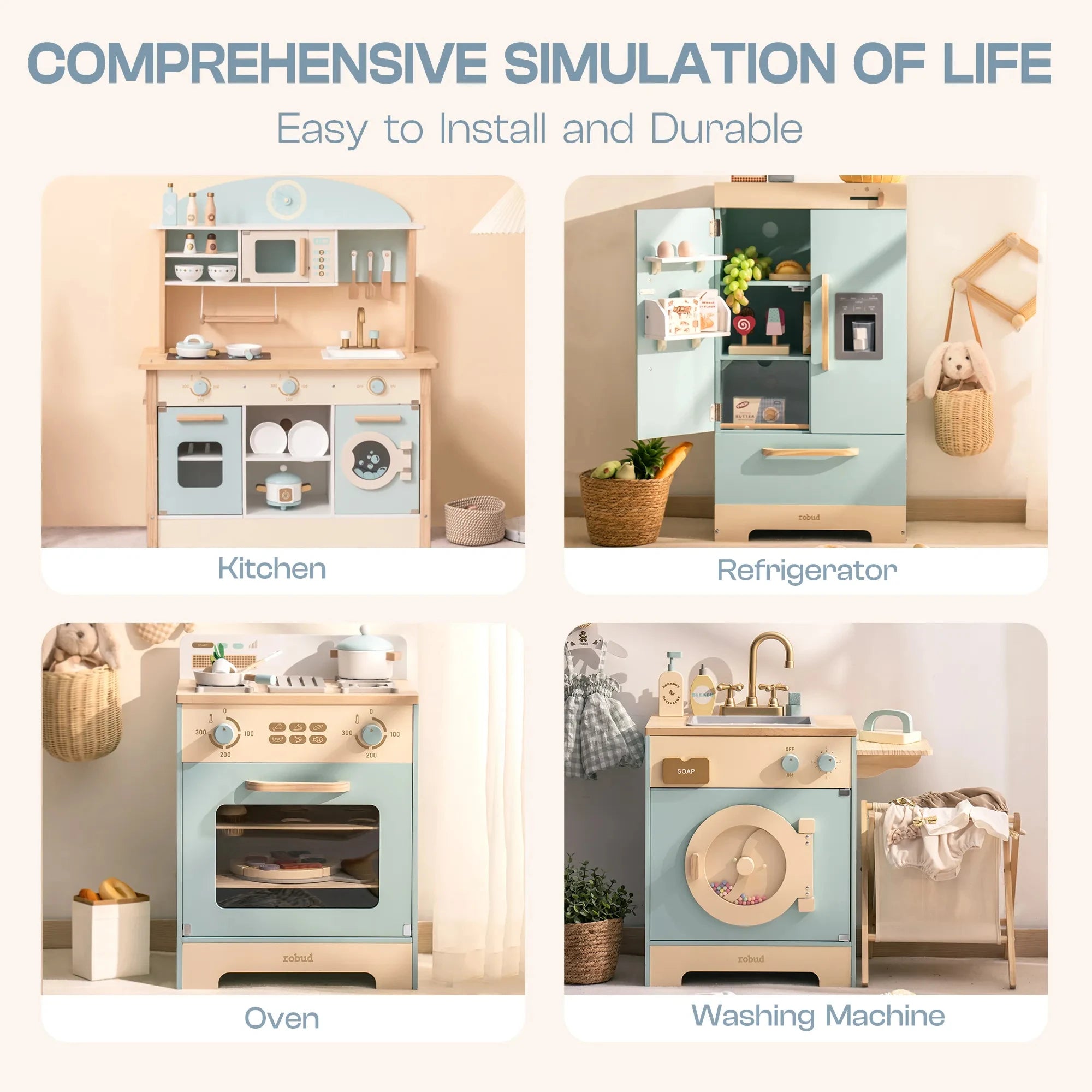 Blue Wooden Play Kitchen