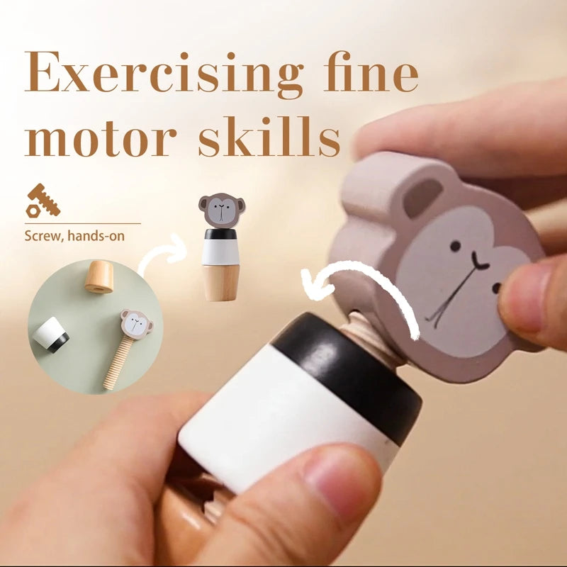 Wooden Animal Screw Toy | Oliver and Company Montessori Toys