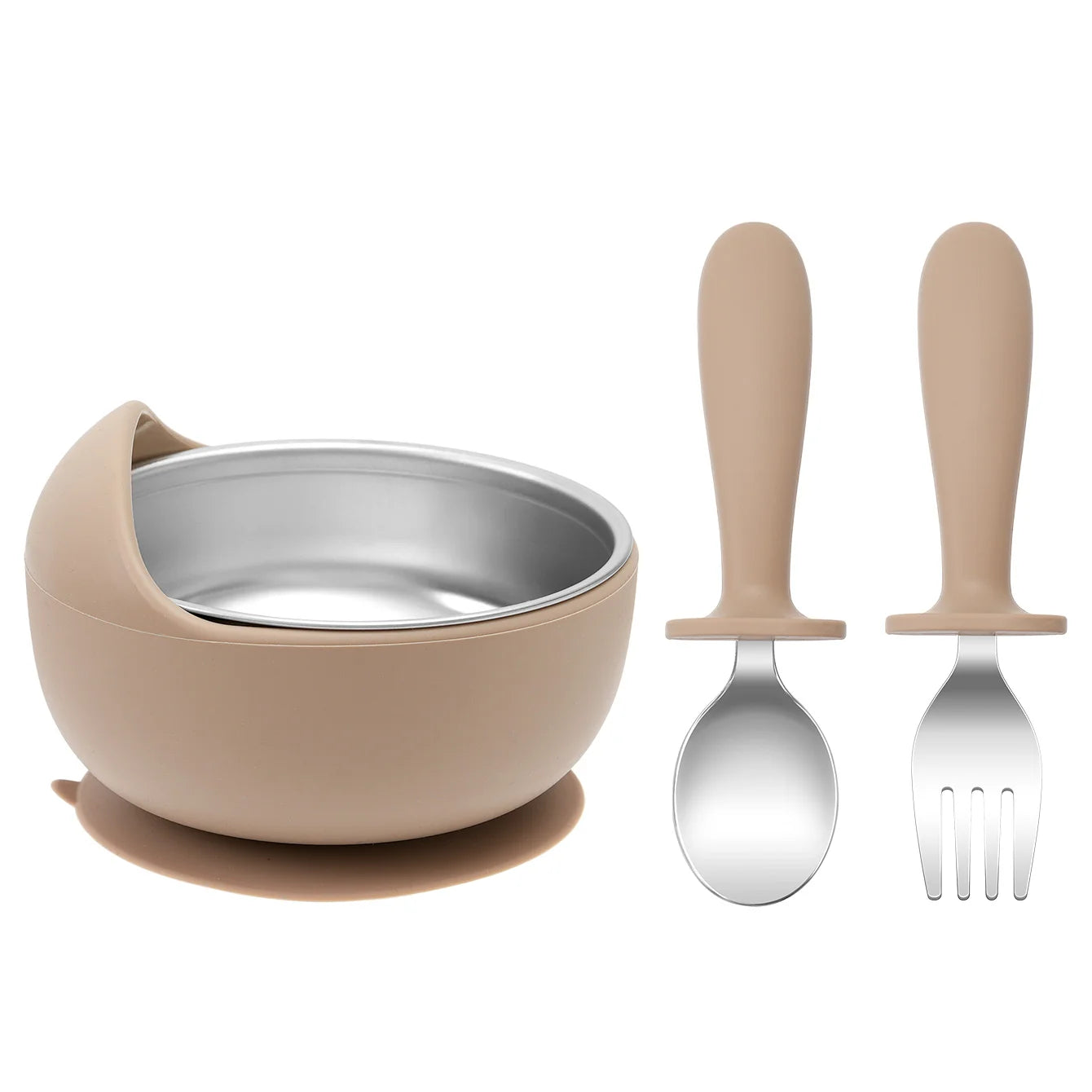 3-Piece Stainless Steel Silicone Suction Bowl & Utensil Set