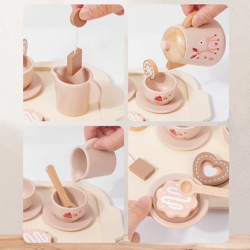 Wooden Afternoon Tea Play Set – Pretend Play Tea Party Toy for Kids