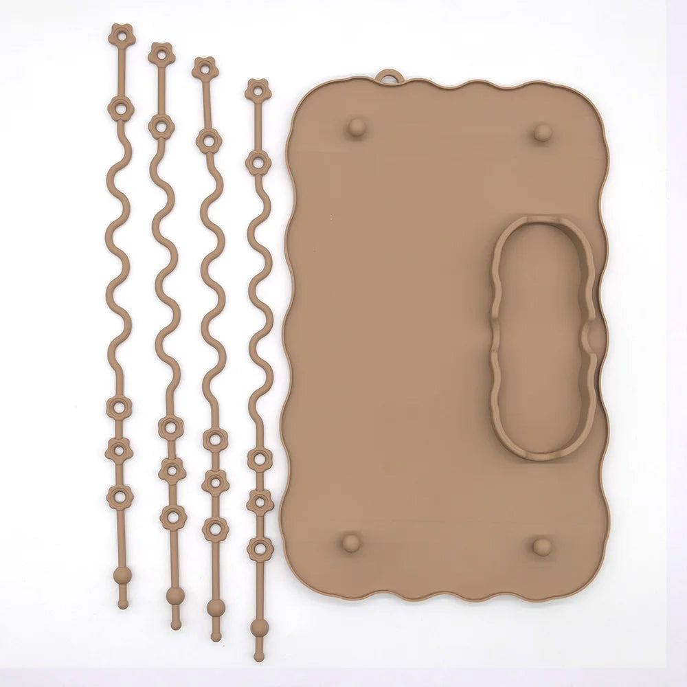Taupe suction placemat with tether straps