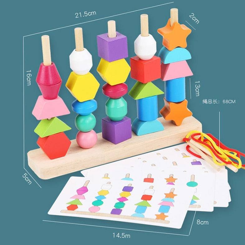Montessori wooden color shape matching game