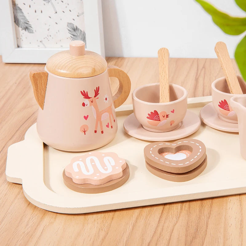 Wooden Afternoon Tea Play Set – Pretend Play Tea Party Toy for Kids