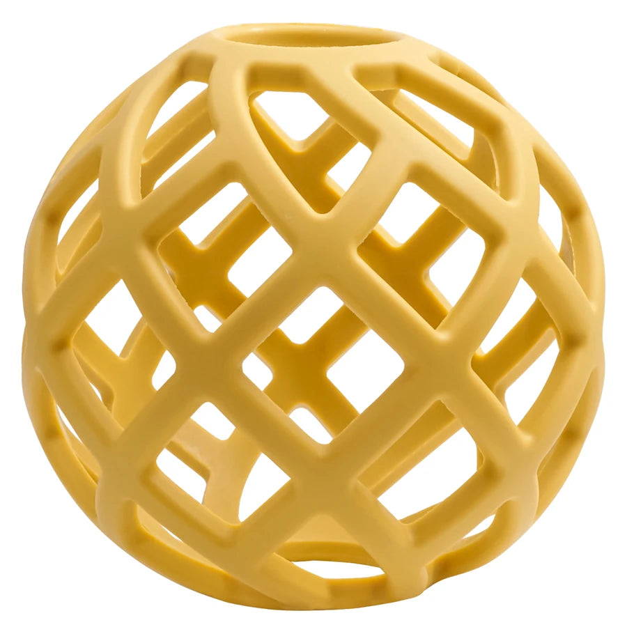 Mustard silicone lattice teether ball