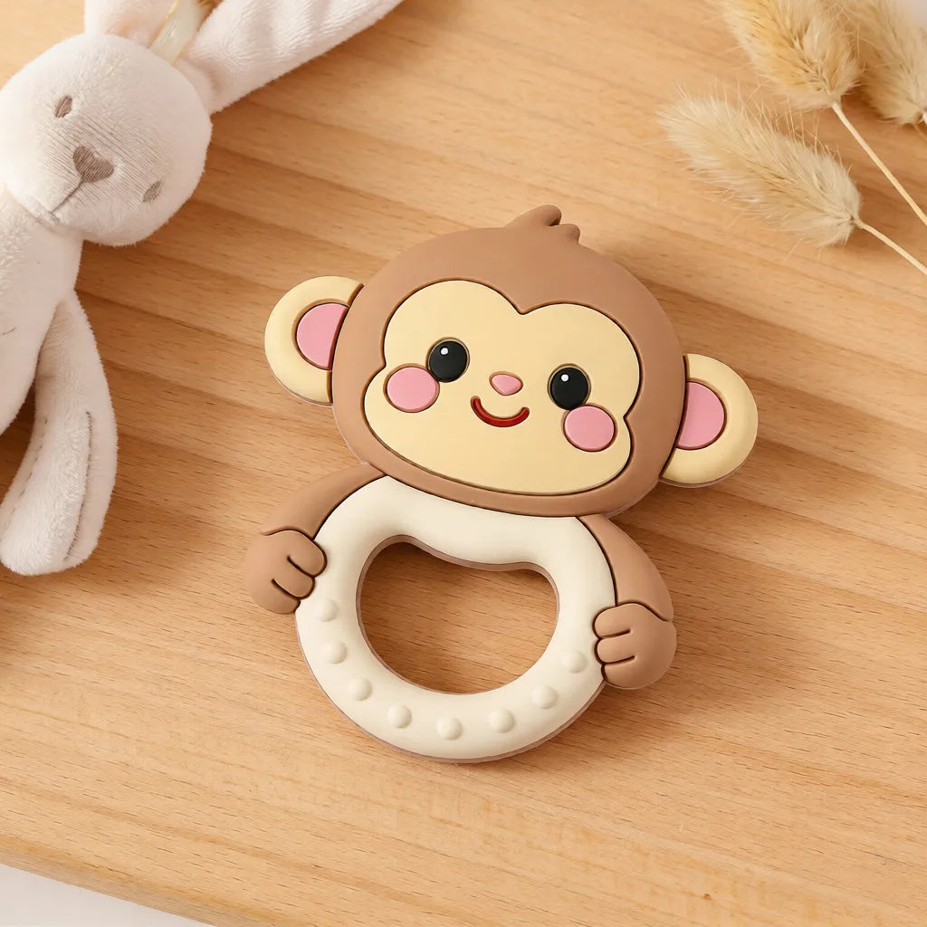 Silicone Monkey Teether with Ring - Oliver & Company