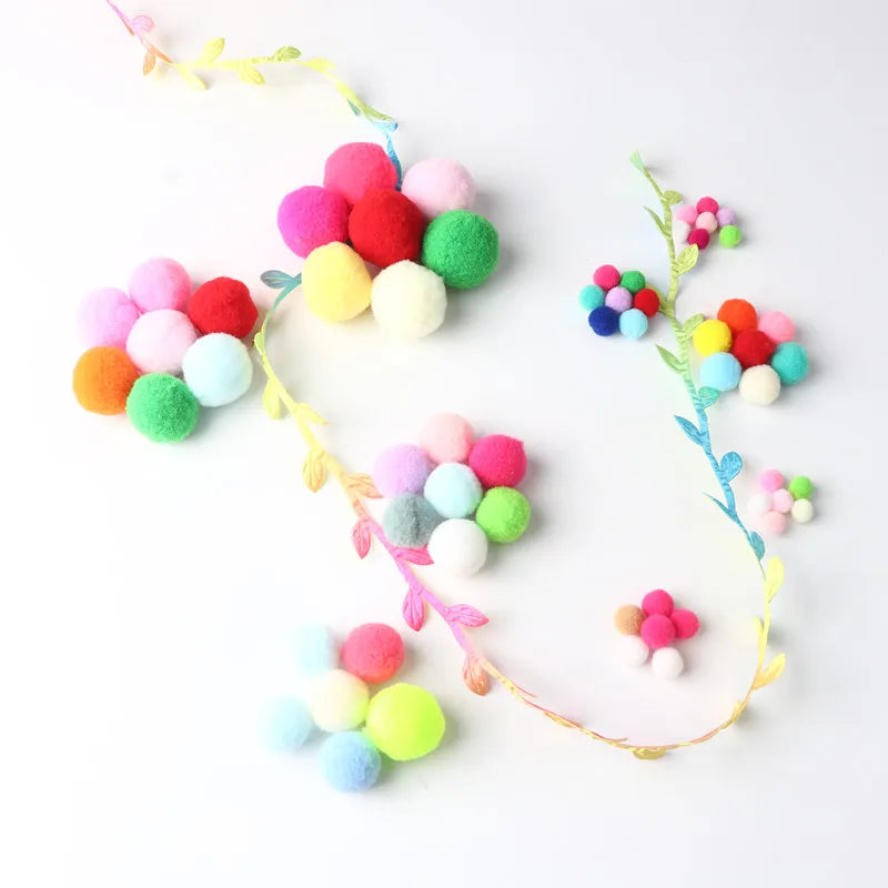 8-30mm Mixed High Elasticity Soft Pompoms for creative projects, featuring assorted sizes and fluffy texture, ideal for DIY crafts and children's activities.