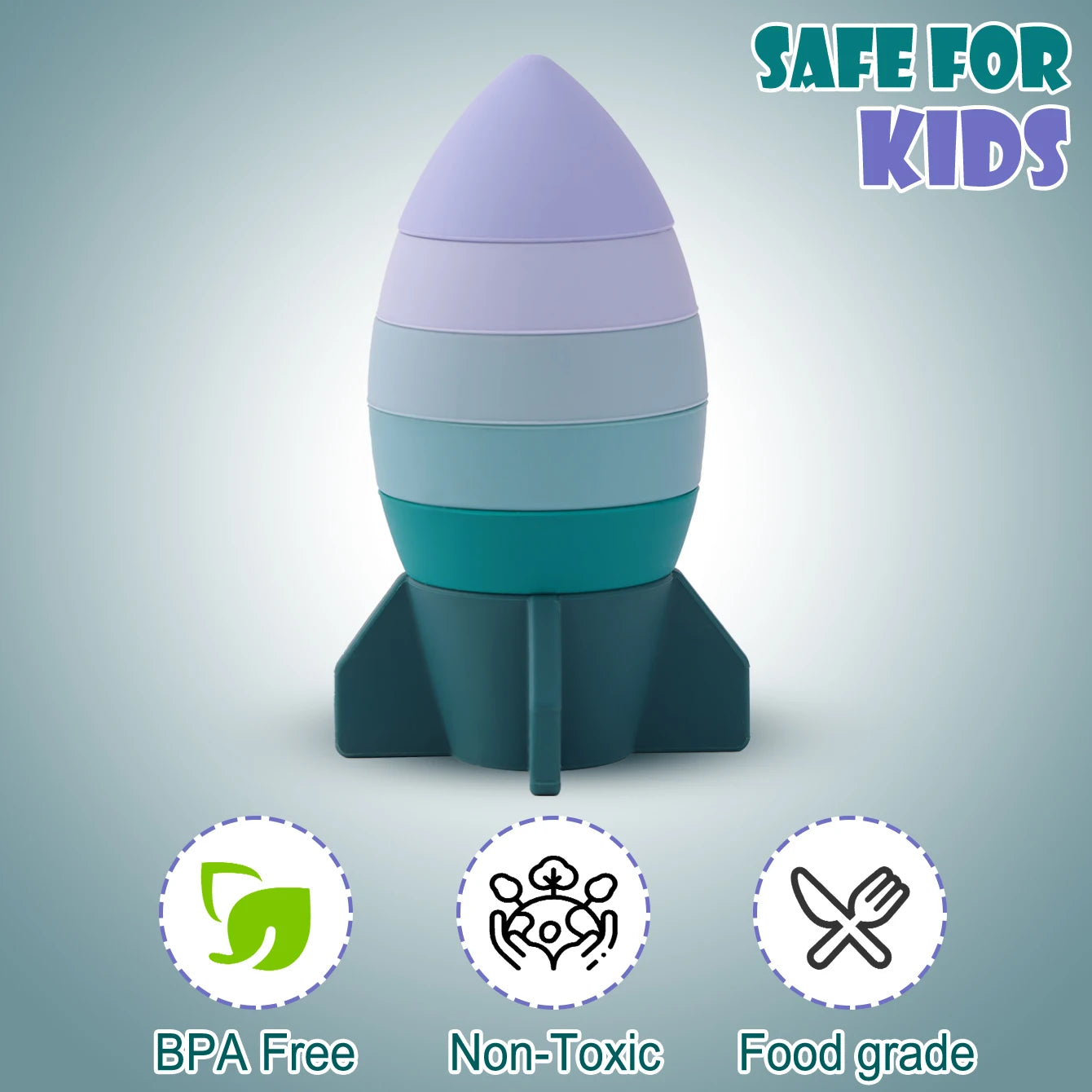 Silicone rocket stacker, BPA free and food grade