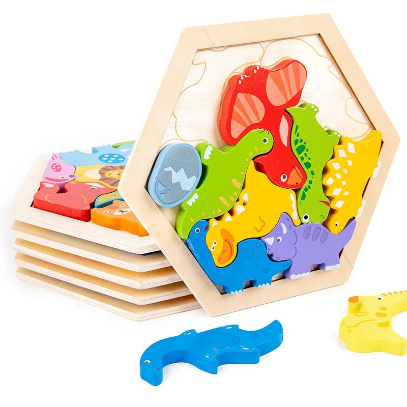 Cartoon Wooden Puzzle Block Toy | Oliver Montessori Toys