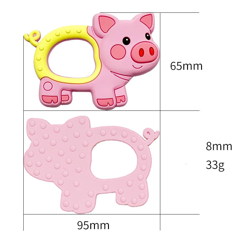Silicone Pig Teether with Ring Handle - Oliver & Company