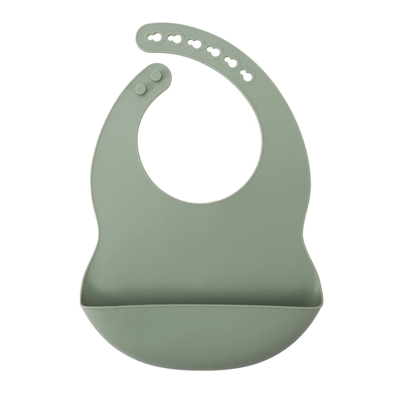 Adjustable silicone baby bib in Sage