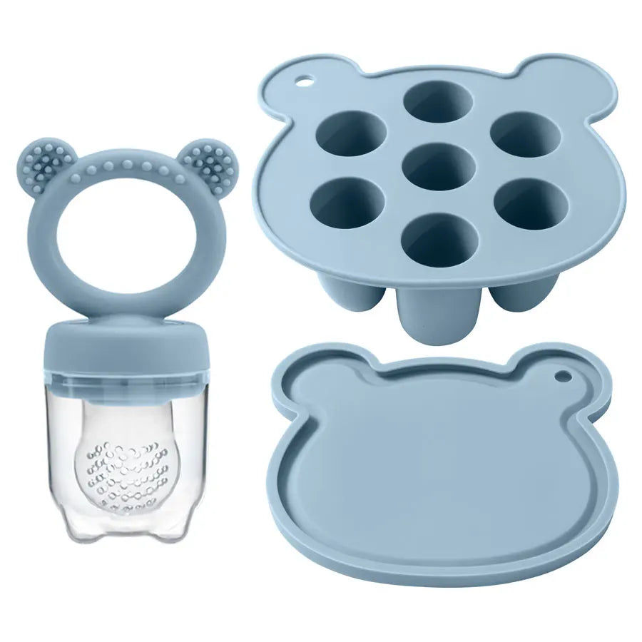 Ether blue popsicle tray, lid and fruit feeder