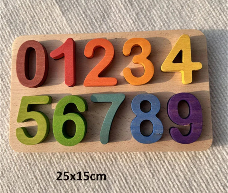 Colorful wooden number puzzle on a textured surface