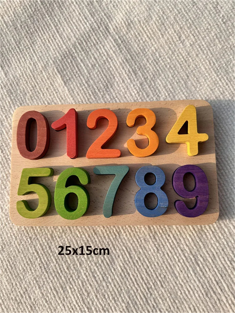 Wooden Rainbow Alphabet & Number Puzzles