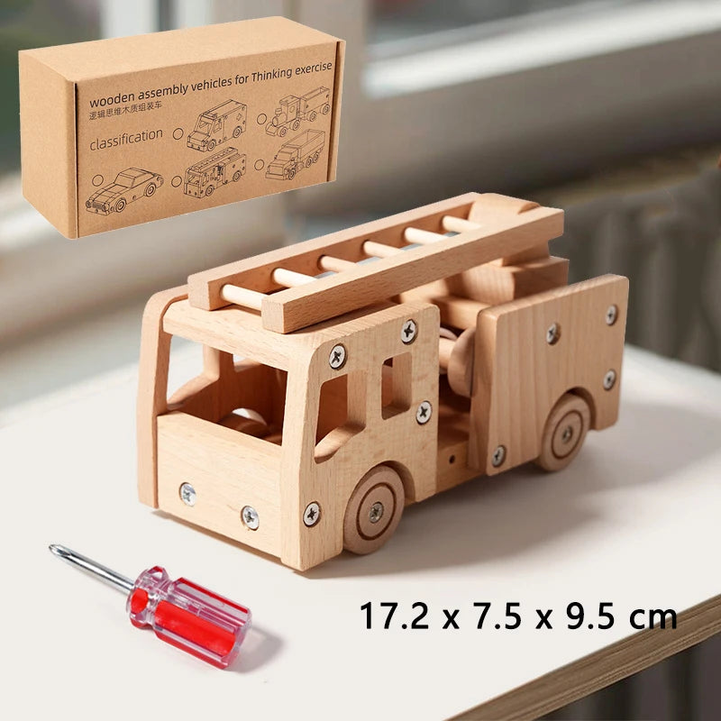 Wooden DIY Assembly Vehicle Kids Build Your Own Toy Car Truck
