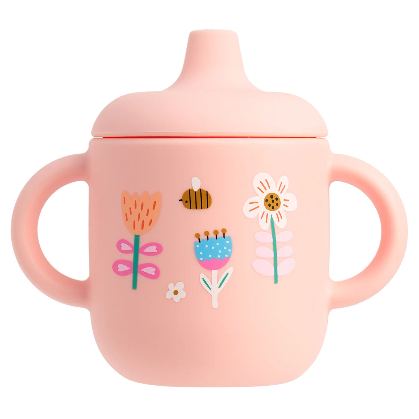 Cartoon silicone sippy cup in Pink Flowers