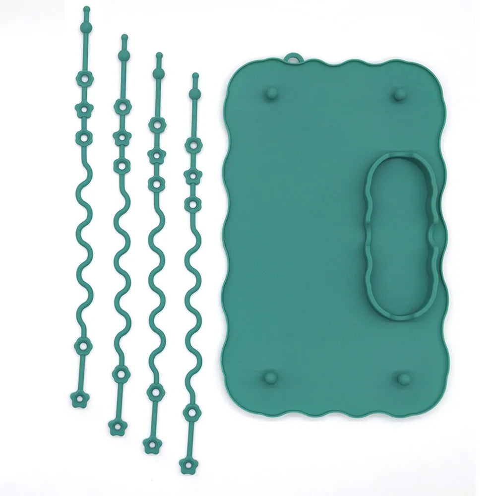 Teal suction placemat with tether straps