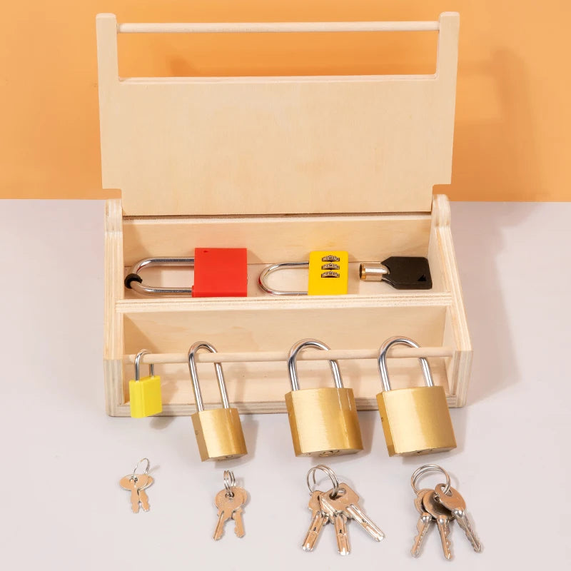 Wooden Lock & Key Toy – Montessori Fine Motor Skills