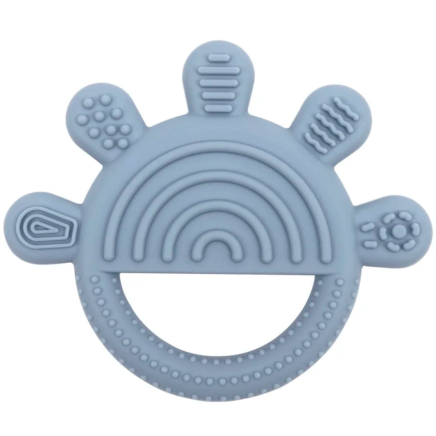 Dusty blue rainbow sun silicone teether