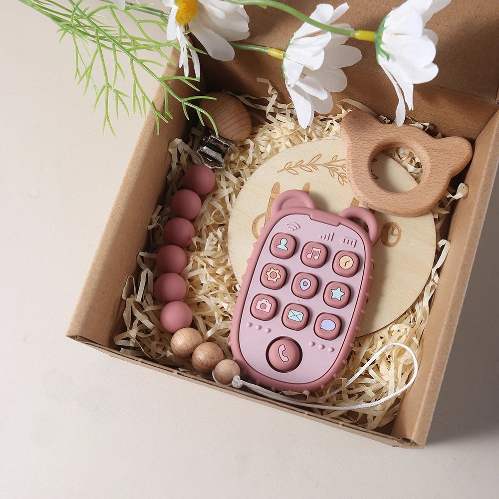 Remote Control & Wooden Teether Baby Gift Set
