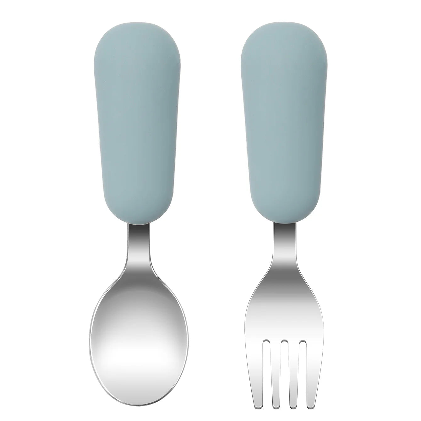 2-Piece Stainless Steel Silicone Fork and Spoon Set | Oliver & Company Montessori Toys