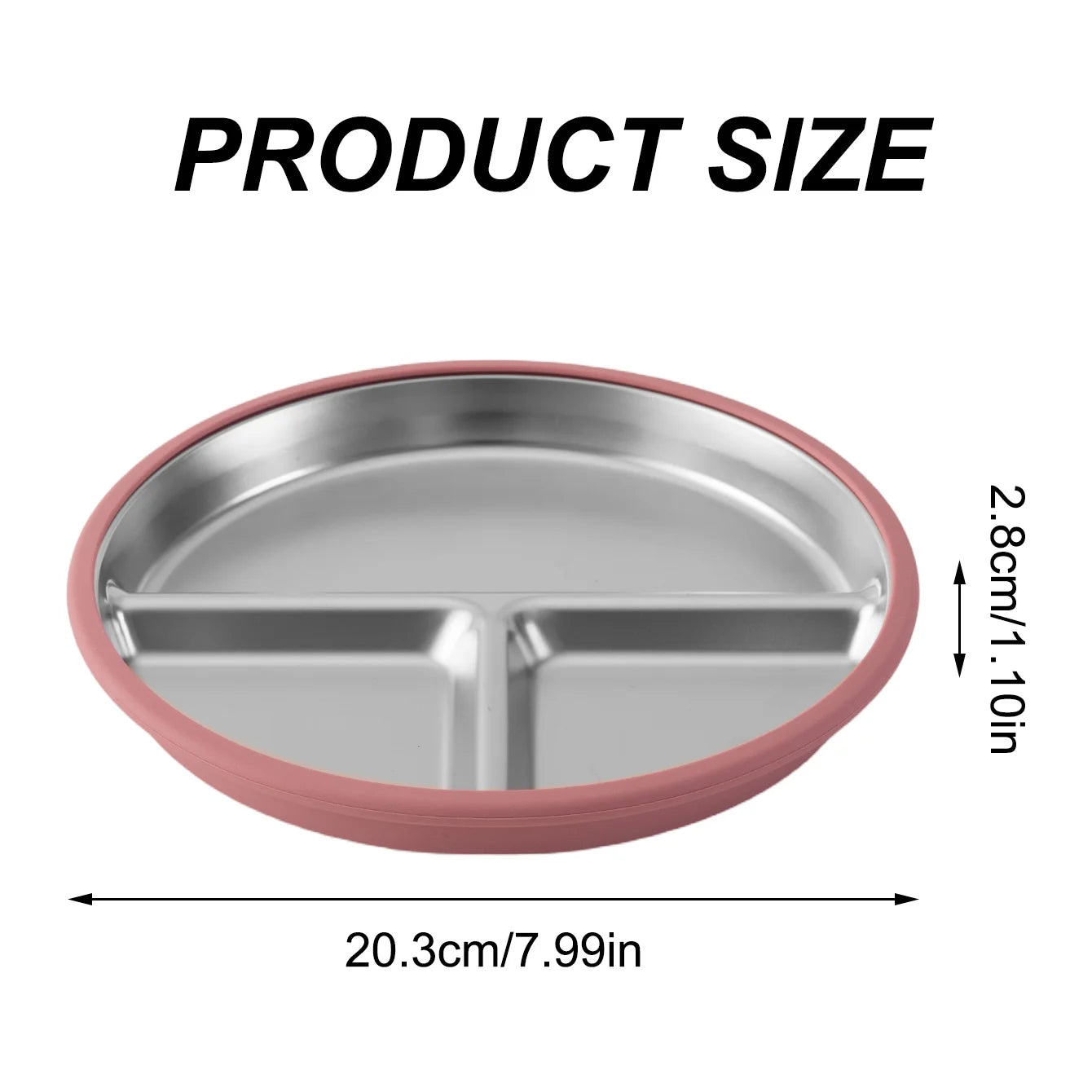 Stainless Steel Divided Plate with Detachable Silicone Suction Base | Oliver & Company Montessori Toys
