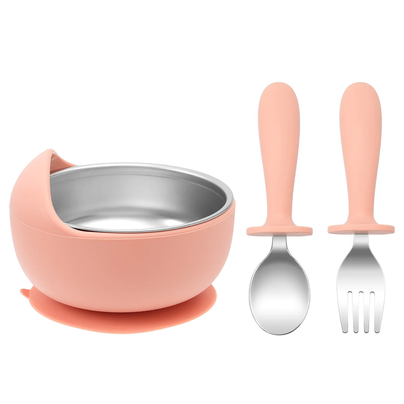 3-Piece Stainless Steel Silicone Suction Bowl & Utensil Set