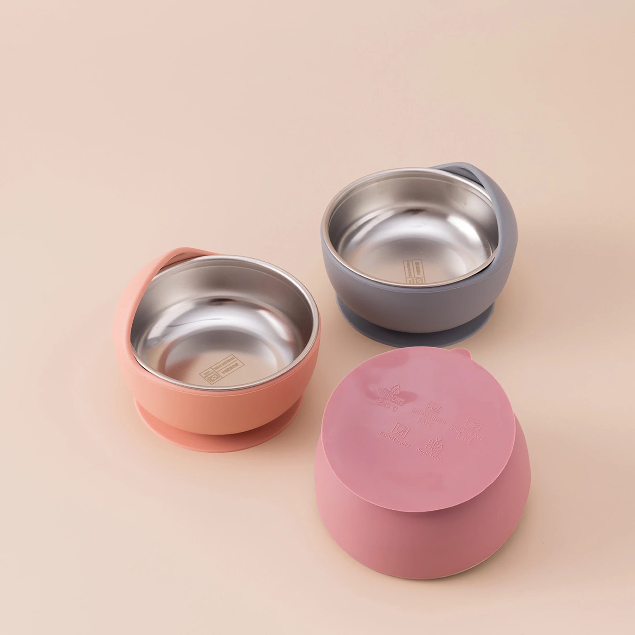 3-Piece Stainless Steel Silicone Suction Bowl & Utensil Set