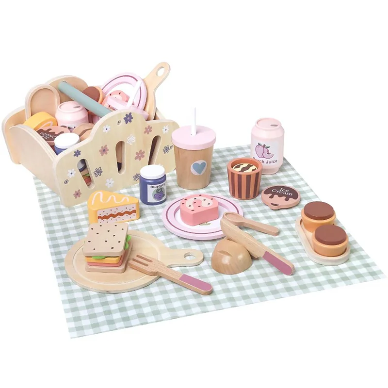 Wooden Picnic Pretend Play Set | Montessori Food & Cooking Toy