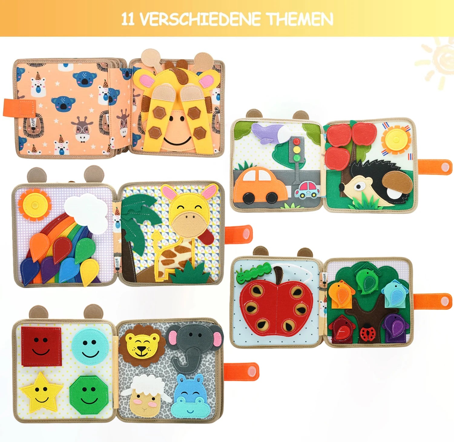 Set of educational children's books with various themes on a white background