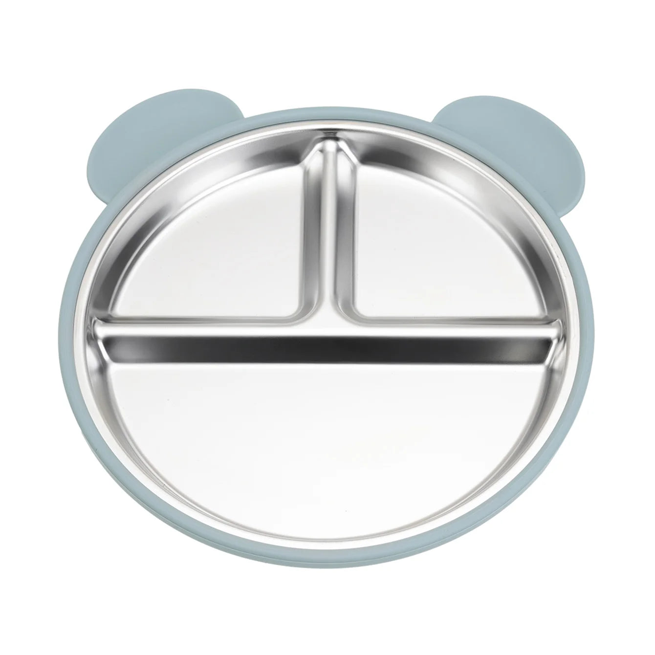 Bear Suction Plate for Toddlers | Stainless Steel & Silicone | Oliver & Company Montessori Toys