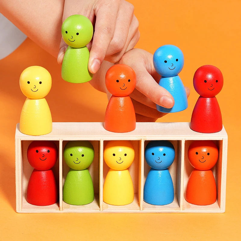 Wooden Color Matching Peg Doll Game