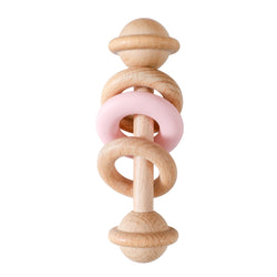 Baby Toys Wooden Rattles with Silicone Rings | Oliver Montessori