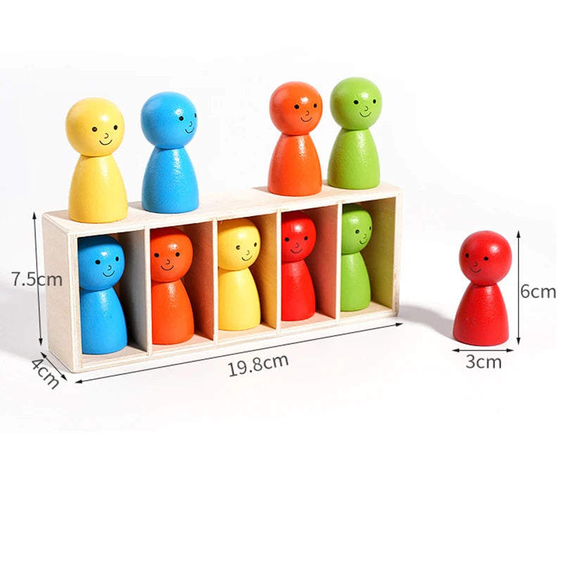Wooden Color Matching Peg Doll Game