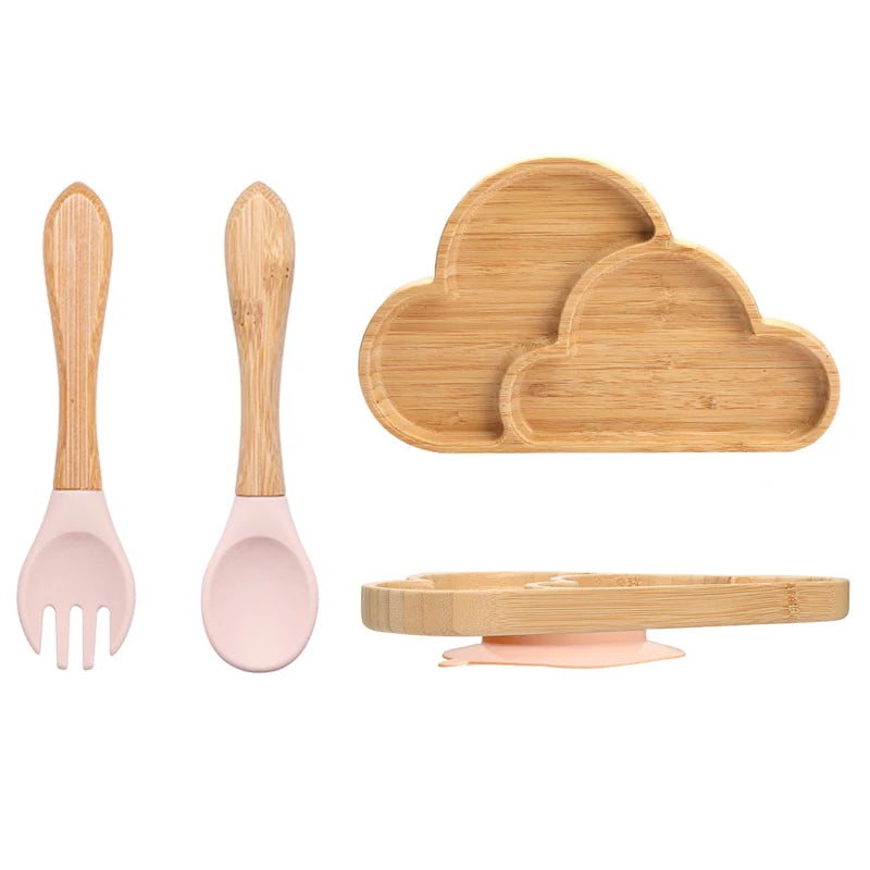 3pc Bamboo Baby Plate Set with Spoon & Fork