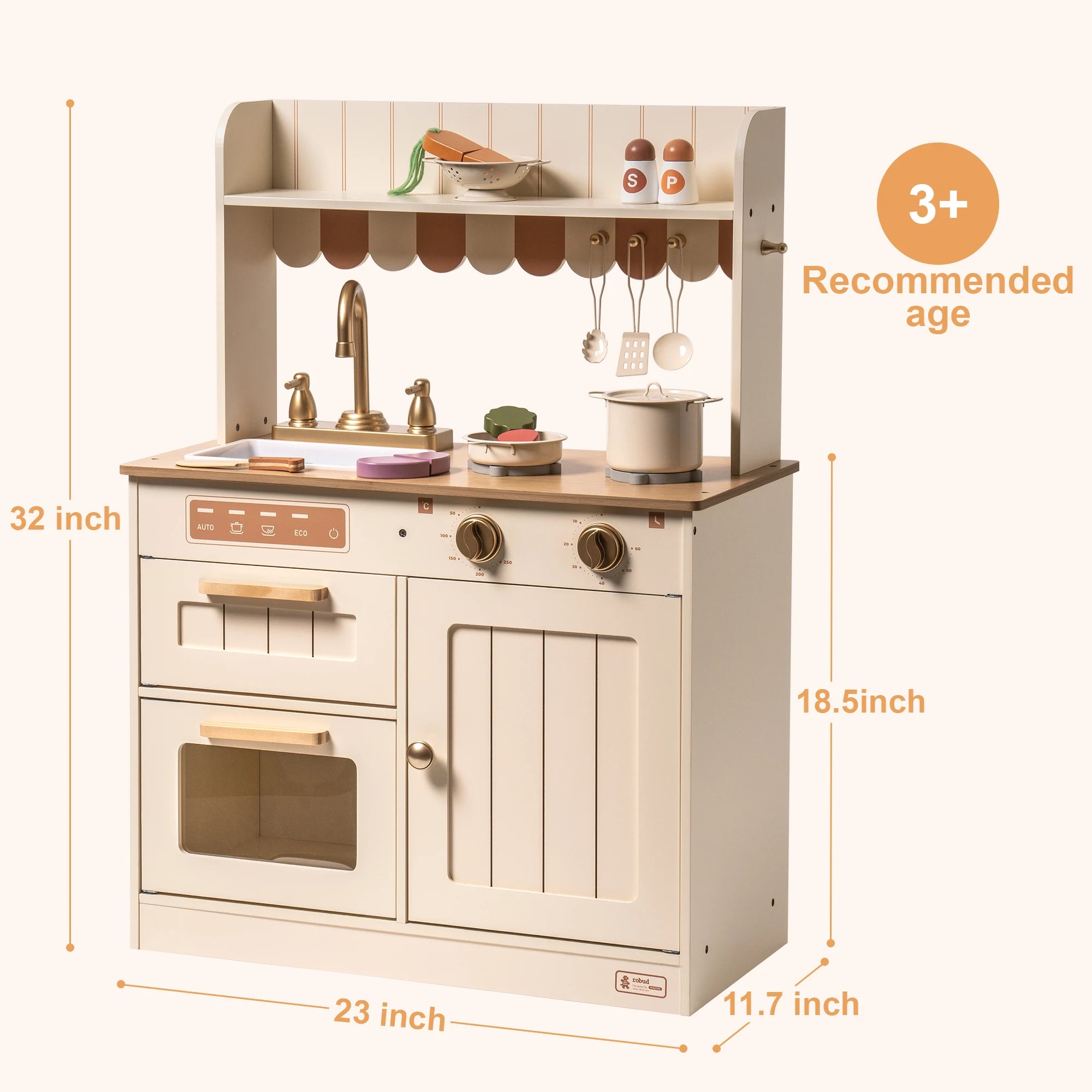 Wooden Play Kitchen Set with Accessories