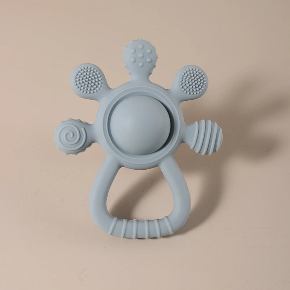 Crab Silicone Rattle Teether - Baby Hand Bell Teething Toy